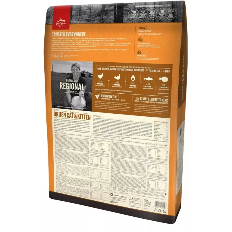 Orijen Cat & Kitten karma sucha dla kotów Chicken, Fish, Turkey 340 g