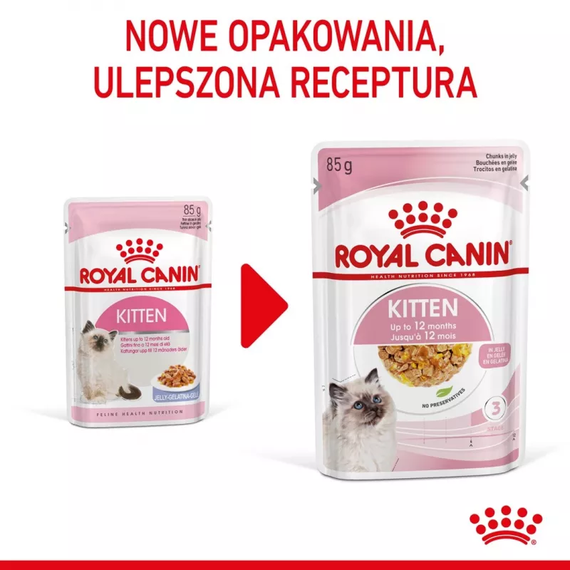 Mokra karma dla kociąt Royal Canin Kitten Jelly 85 g — smak kurczaka, saszetka 85 g, 12 szt.