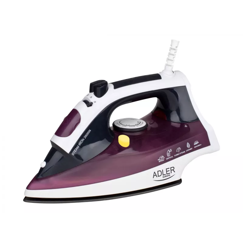 Żelazko parowe i suche Adler AD 5022 Ceramiczna stopa Fioletowy, 2200 W