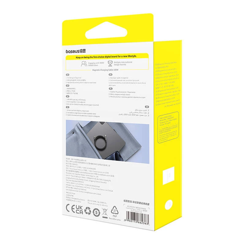 Kabel USB-C do USB-C Baseus Tungsten Gold 100W 1 m, czarny, nylon
