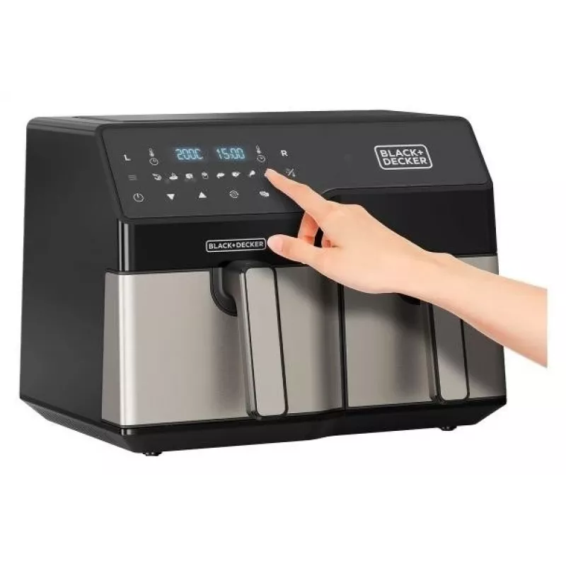 Frytkownica na gorące powietrze Black & Decker BXAF9000E Dual Basket 9 l, 2500 W, 80–200 °C, 2 kosze, 8 programów