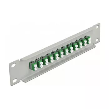 Patchpanel światłowodowy DeLOCK 10 cali 12 portów LC Duplex zielony 1U szary
