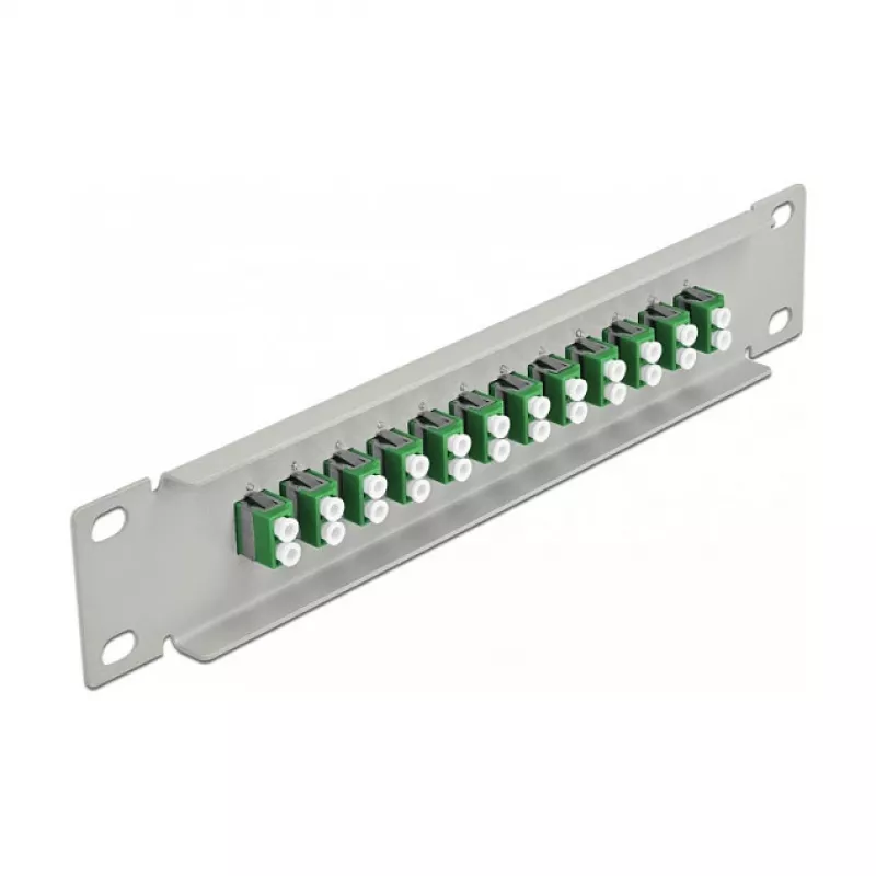Patchpanel światłowodowy DeLOCK 10 cali 12 portów LC Duplex zielony 1U szary