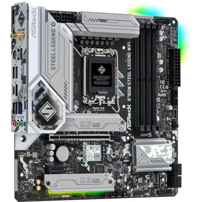 Płyta główna ASRock B760M Steel Legend WiFi — Intel B760, LGA 1700, micro ATX, DDR5, 4 DIMM, 128GB, Wi‑Fi 6E, LAN 2.5Gb