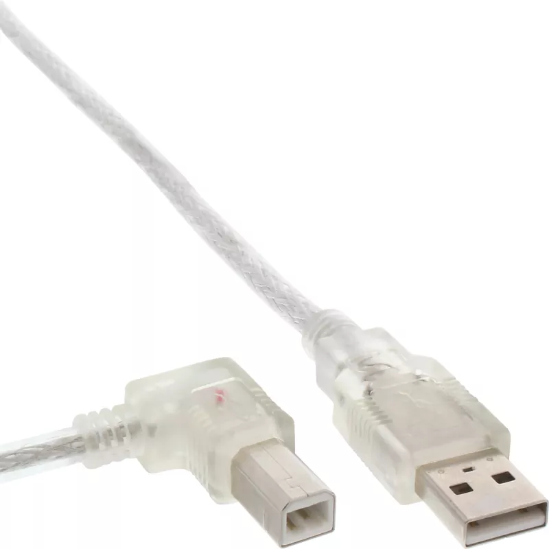 Kabel USB Microconnect USBAB5ANGLED-L USB 2.0 5 m USB A USB B Biały