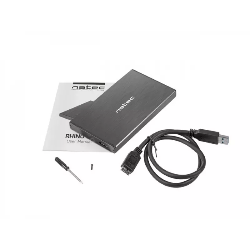 Obudowa NATEC RHINO GO USB 3.0 na 2,5'' SATA HDD/SSD, czarny aluminium