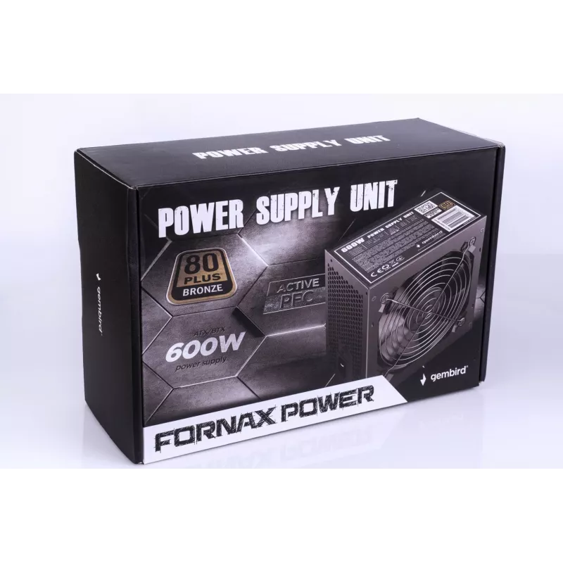 Zasilacz ATX 80+Bronze 600W aktywny PFC, wentylator 12cm