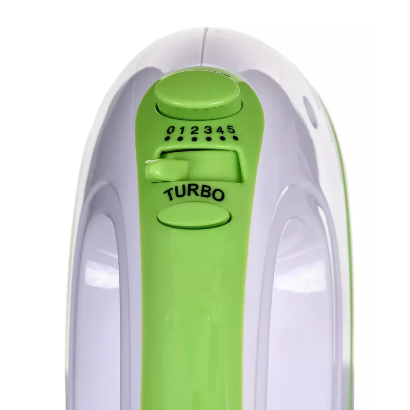 Mikser ręczny ESPERANZA EKM011 — 400 W, 5 prędkości, turbo, haki i trzepaczki do ciasta, 220–240 V, biały/jasnozielony