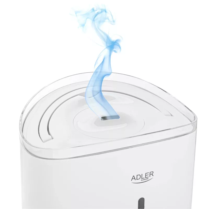 Nawilżacz Adler | AD 7971 | 30 W | Pojemność zbiornika na wodę 5 L | Ultradźwiękowy | Wydajność nawilżania 100-250 ml/h | Biały