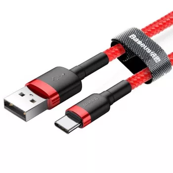 Kabel USB 2.0 A na USB-C Baseus CATKLF-B09 1m QC3.0 nylonowy pleciony czerwony, szybkie ładowanie i synchronizacja danych