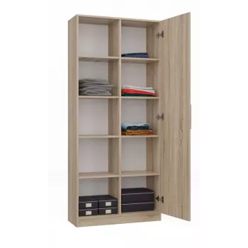 Regał biurowy Top e shop RD-80 SONOMA KPL, wykończenie dąb, 10 półek, 800×300×1820 mm, rama z płyty wiórowej