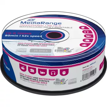 CD-R MediaRange MRPL512 700 MB 52x Inkjet Printable 25 szt. Wrzeciono