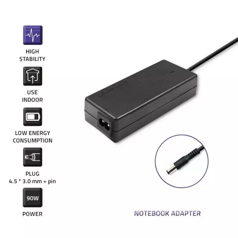 Qoltec 51516.90W Zasilacz do Dell | 90W | 19,5V | 4,62A | 4,5*3,0+pin | +przewód zasilający