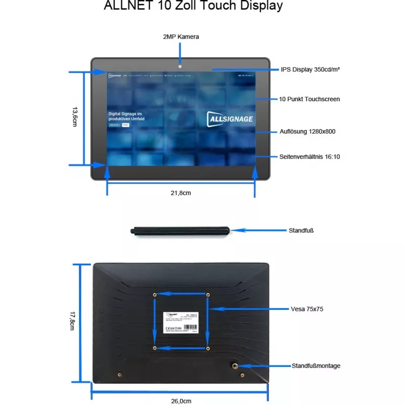 Tablet ALLNET PrimeOne-120, 12-calowy ekran dotykowy, 8 GB RAM, 64 GB pamięci