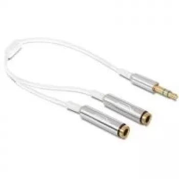 Kabel audio DeLOCK 65355 0.25m 3.5mm 2 x 3.5mm Srebrny Biały