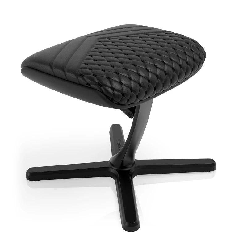 Podnóżek noblechairs NBL-FR-RL-BLK — czarny, skóra naturalna, rama aluminiowa, 490×400×450 mm, regulacja kąta nachylenia 0–45°