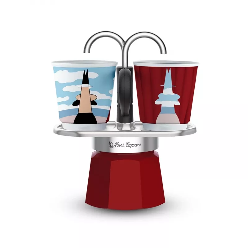 Bialetti Mini Express Magritte Moka pot Czerwony, Srebrny