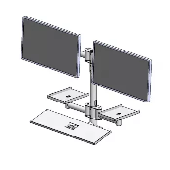 Słup montowany na ścianie z podwójnymi ramionami montażowymi według rozwiązań ergonomicznych, model EET063-02