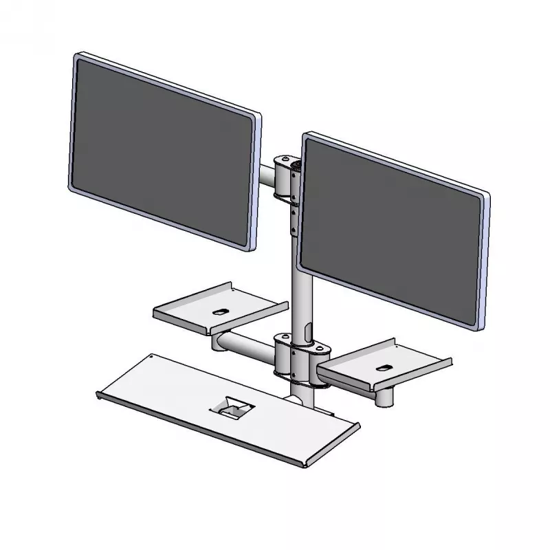 Słup montowany na ścianie z podwójnymi ramionami montażowymi według rozwiązań ergonomicznych, model EET063-02