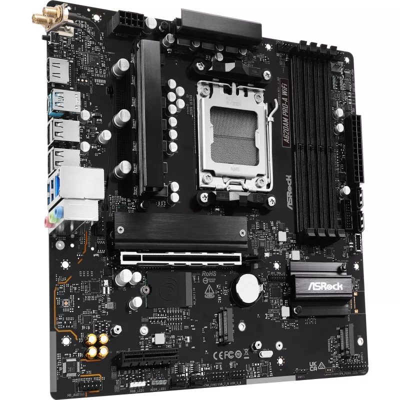 Płyta główna ASRock A620AM Pro-A WiFi AM5 mATX — AMD A620, Socket AM5, DDR5 do 256 GB, Wi‑Fi 6E, LAN 2,5 Gb/s, HDMI 2.1
