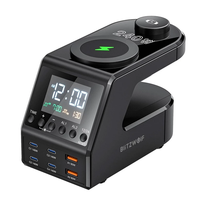 Budzik BlitzWolf BW-FW10 z 2 portami USB-A i 4 portami USB-C