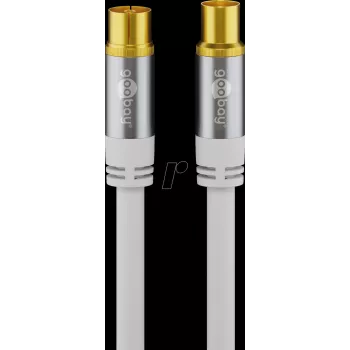 Goobay kabel antenowy TV (typ 135 dB), 4-krotnie ekranowany, 3 m, biały - pozłacany, gniazdo koncentryczne > wtyk koncentryczny (70318)