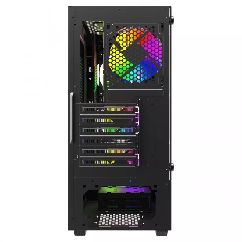 Obudowa PC Cube SAVIO Noctis Glass RGB — Czarny, ATX/Micro-ATX, 210×410×450 mm, 3×120 mm wentylatory z przodu