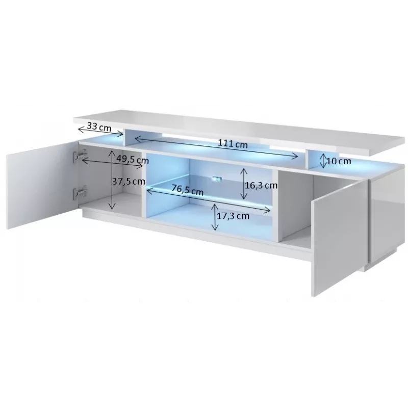 szafka RTV EVA 180x40x56 biały/biały połysk