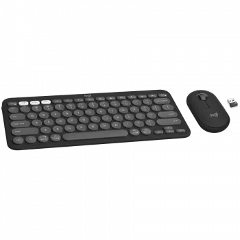 Logitech Pebble 2 Combo Klawiatura Mysz w zestawie RF Bezprzewodowa + Bluetooth QWERTY Duńska - Fińska - Norweska - Szwedzka grafitowy (920-012257)