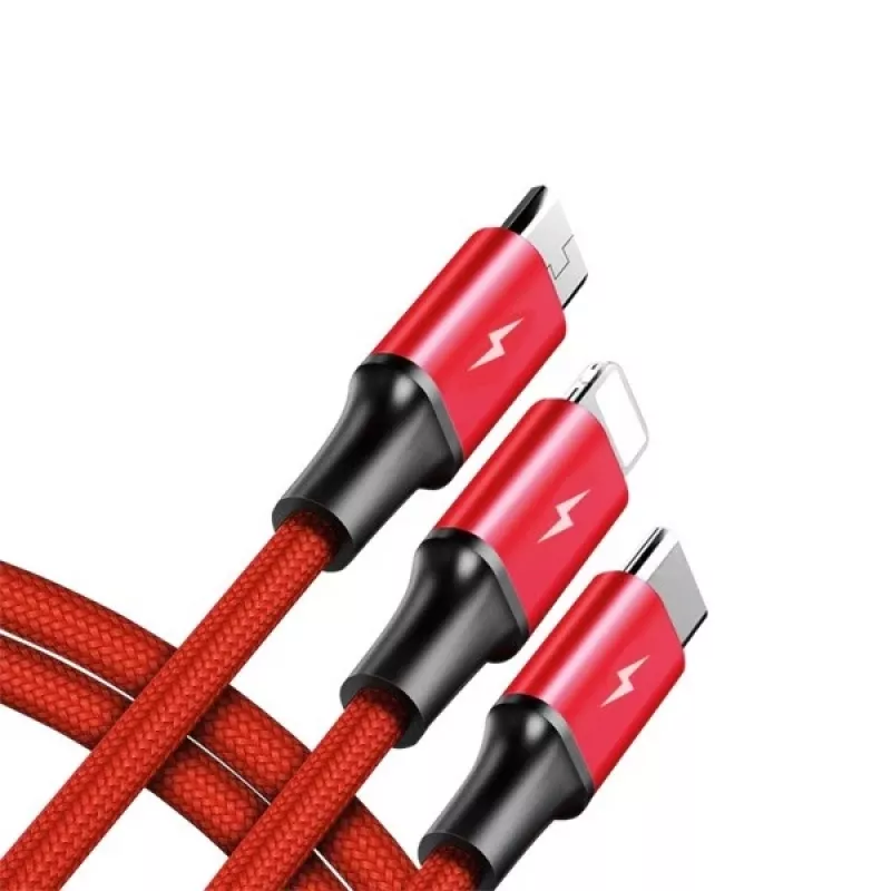 UNITEK C4049RD Kabel USB 1.2 m USB A USB C/Micro-USB B/Lightning Czerwony