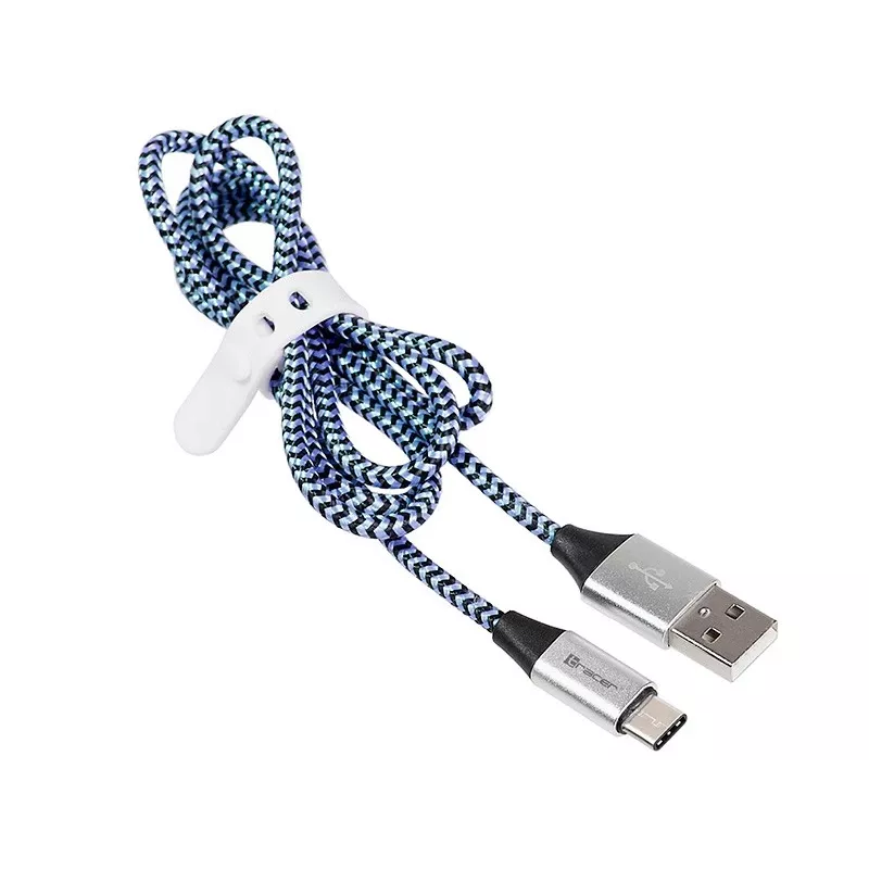 Kabel Tracer TRAKBK46266 USB 2.0 1 m USB C USB A Czarny Niebieski Srebrny