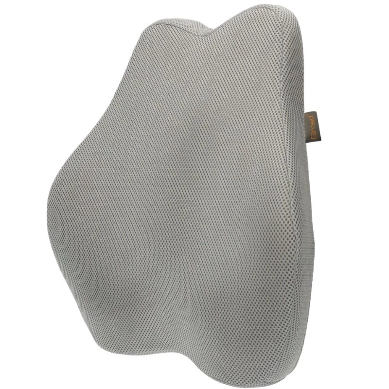 Poduszka lędźwiowa MDH DRQE3S0BBXUXP — ergonomiczna z pianki memory, 450×410×105 mm, gęstość 55 kg/m³, szara, pokrowiec w zestawie