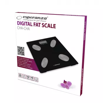 Elektroniczna waga osobista ESPERANZA EBS022K — cyfrowa waga diagnostyczna, hartowane szkło, 180 kg, BMI, pamięć 12 użytkowników