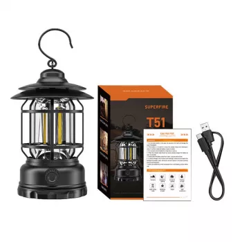 Lampa kempingowa Superfire T51 USB-C ładowalna latarnia przenośna, model T51