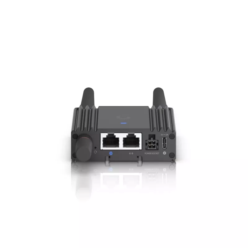 Router sieci komórkowej Ubiquiti UMR-Ultra — 4G LTE, NanoSIM, 2.4 GHz Wi‑Fi (802.11g), 2x RJ‑45, 3 zewnętrzne anteny SMA, 5–30 V DC