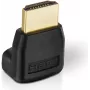 Adapter HDMI helos BASIC 302028 — wtyk HDMI męski na gniazdo żeńskie, kątowy, obsługa 1080p