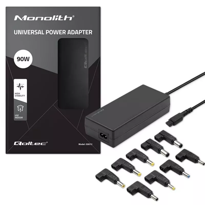 Qoltec 50012 Automatyczny uniwersalny zasilacz 90W | 9 wtyczek | +kabel zasilający