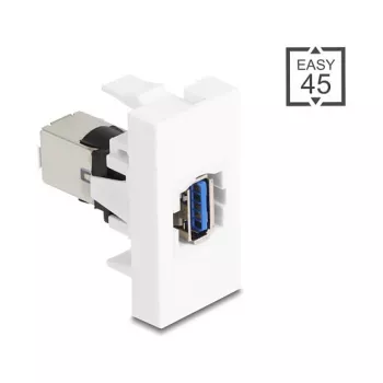 Moduł Keystone DELOCK 90910 — płaski złącze USB A, biały, 45×22,5×42,6 mm