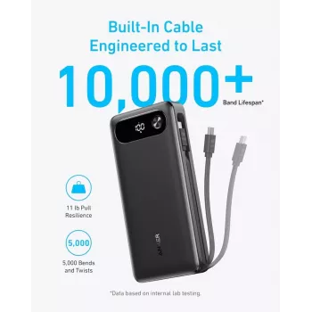 Przenośna ładowarka Anker A1383011 — 20000 mAh, 1× USB-A + 1× USB-C, łącznie 3,6 A, czarna