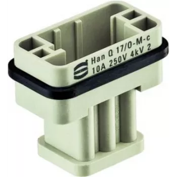 Złącze Harting Han Q 17/0-M-c 10A 09120173001 – prostokątne złącze przemysłowe do montażu panelowego
