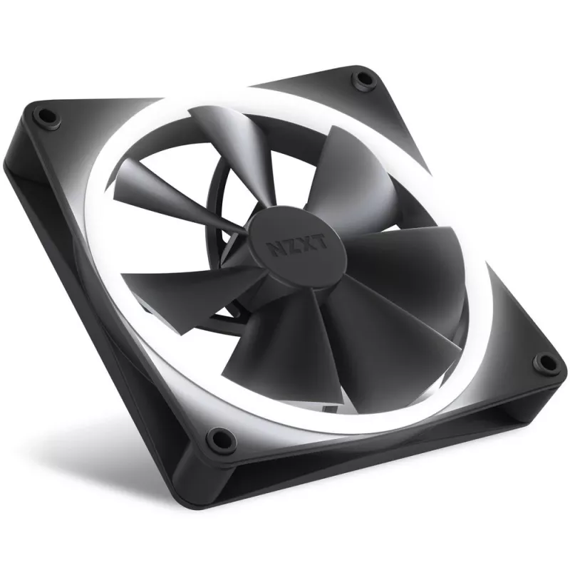 Wentylator obudowy NZXT F140 RGB 14 cm, czarny, 500–1800 RPM, łożysko Fluid Dynamic, 4-pin, 18 diod LED