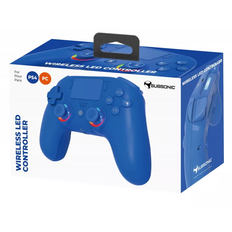 Bezprzewodowy kontroler LED SUBSONIC SA5639-3 do PS4 i PC, niebieski gamepad bezprzewodowy