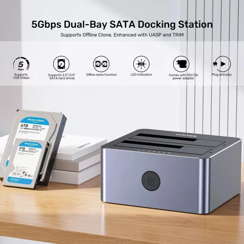 Stacja klonująca Unitek 2X SATA 2,5/3,5 USB 5GB