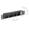 Qoltec Aluminiowa PDU do szafy RACK 10'' | 1U | 16A | 4xFRENCH | 1,8m
