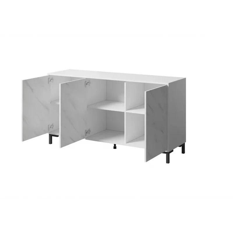 MARMO 3D komoda 150x45x80.5 cm biały matowy/marble biały