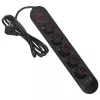Listwa zasilająca MACLEAN MCE395 B — 5 gniazd, 3×USB, 110–240 V AC, 2,1 A USB, 2500 W, przewód 1,5 m, czarna