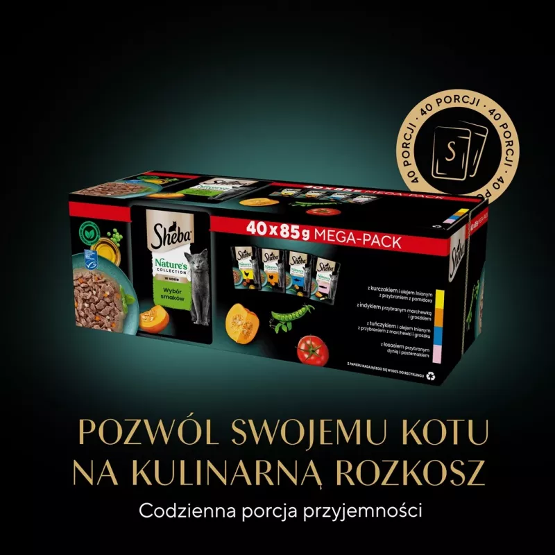 Sheba Nature's Collection Mix mokra karma dla kotów w sosie, 40x85 g saszetki