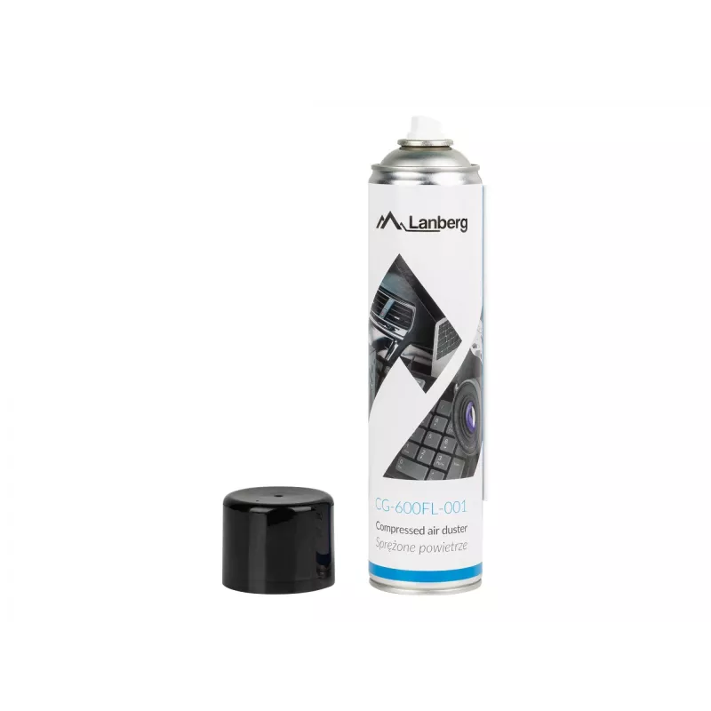 Sprężone powietrze w puszce LANBERG CG-600FL-001 — 600 ml, do czyszczenia PC, czarny/niebieski/biały