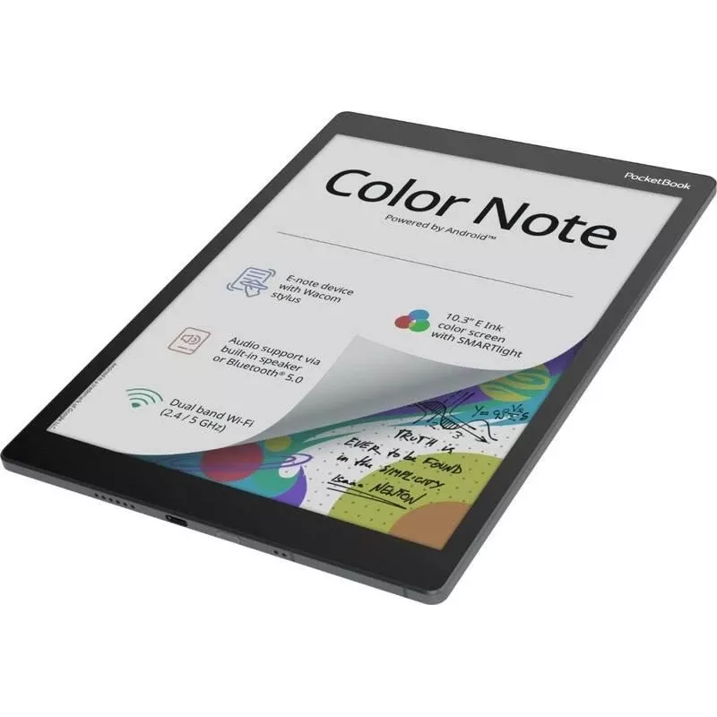Czytnik e-booków PocketBook Color Note 10,3 cala E Ink Kaleido, 32 GB, Wi‑Fi, ekran dotykowy, Czarny/Niebieski