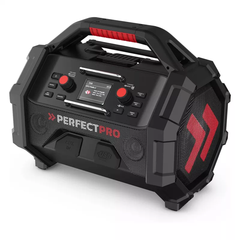 Przenośne radio budowlane PerfectPro ROCKTAGON 18V — zasilane bateriami radio na plac budowy